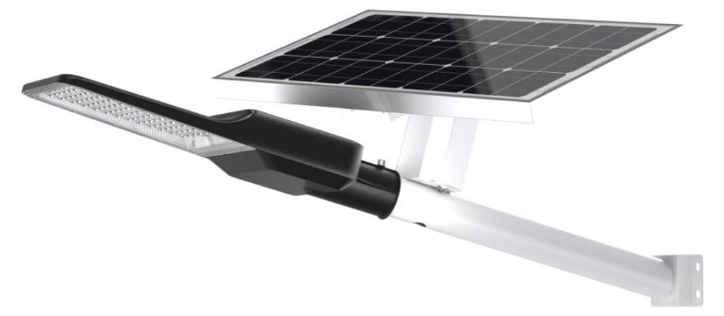 ENOVALITE LED Solar-Straßenleuchte 4300 lm kaltweiß schwarz Produktbild 