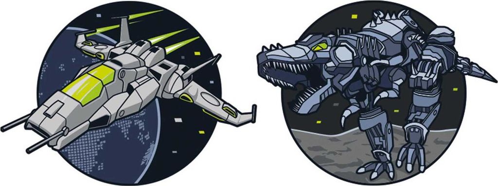 Schneiders Schulranzen-Zubehör Patches Set 2 teilig Spaceship + Robo Rex mehrfarbig