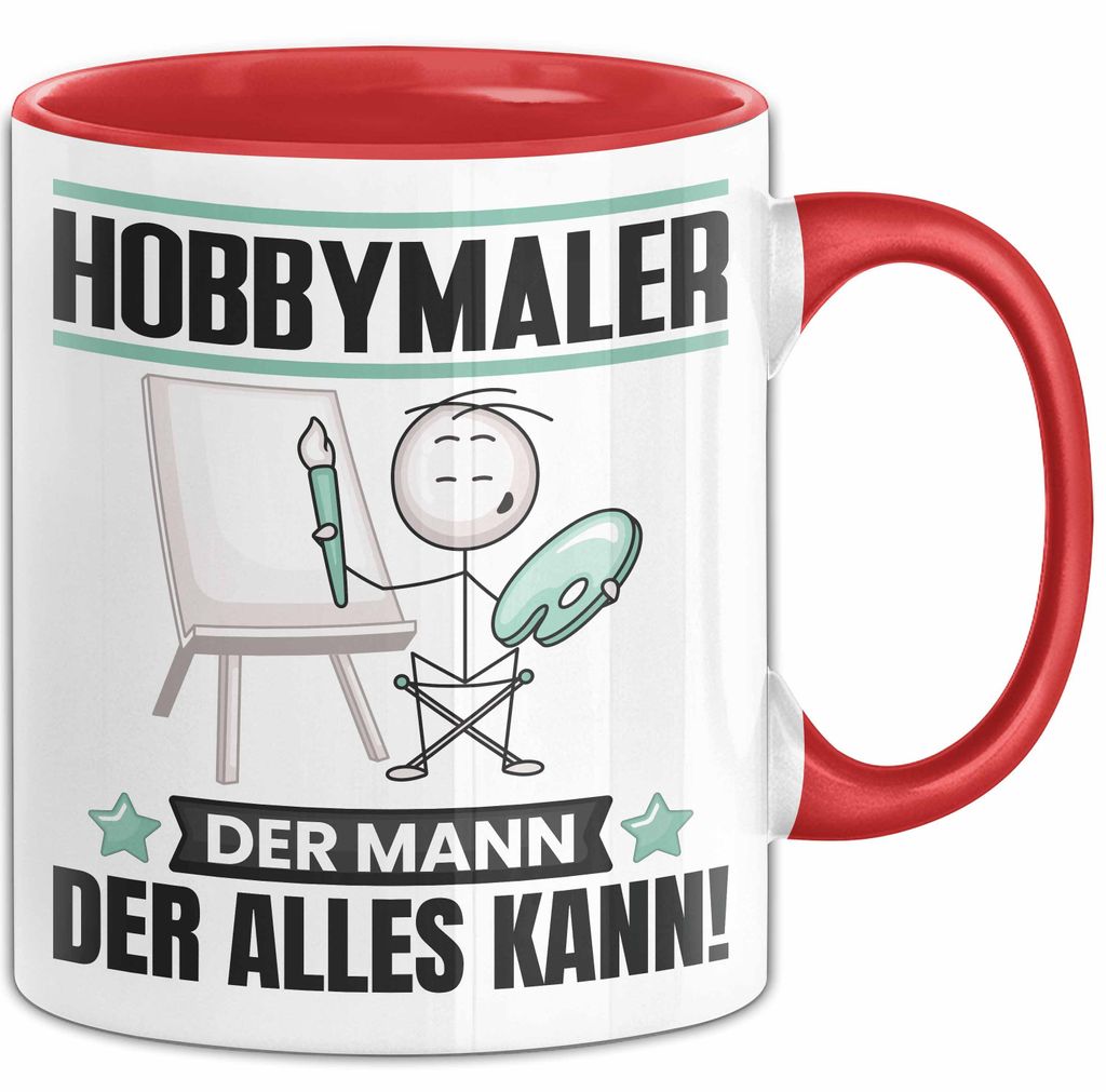Hobbymaler Tasse Geschenk für Hobbymaler Der Mann Der Alles Kann Geschenkidee zum Geburtstag (Rot)