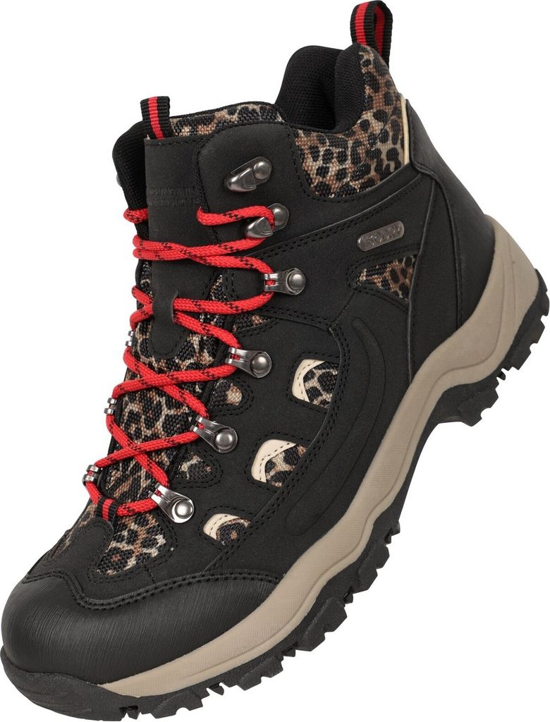 Mountain Warehouse - Damen Wanderstiefel "Adventurer", Leo-Muster, WildKunstleder MW1600 (40 EU) (Schwarz)