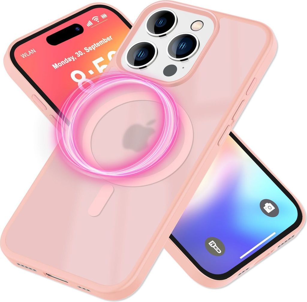 NALIA Magnet-Case für iPhone 16 Pro – Matt-Transparent & MagSafe – MATTEX (Rutschfest, Stoßfest, Anti-Fingerprint) – Marke aus Berlin – Rosa