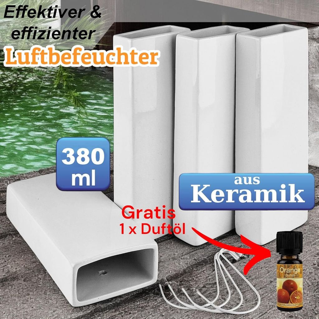 4 Luftbefeuchter Raum Befeuchter Heizung Keramik Wasser Produktbild 3