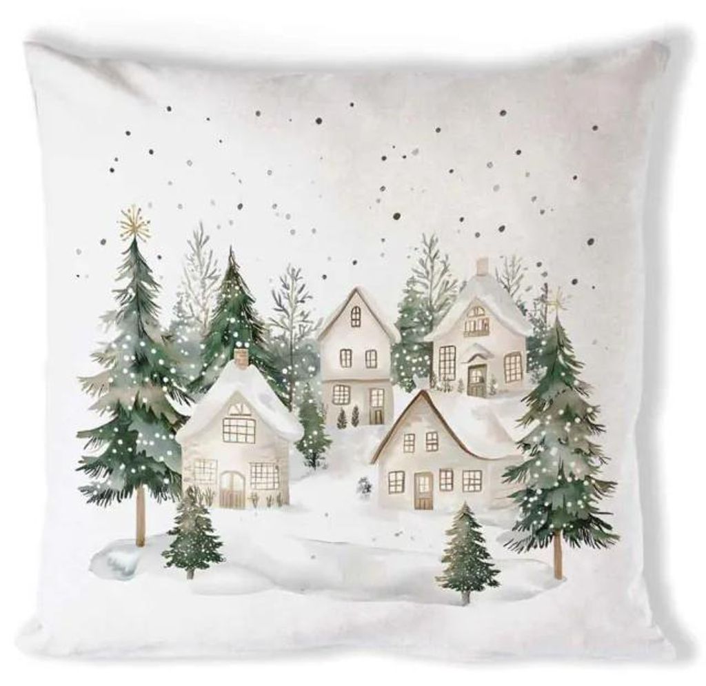 Weihnachten Kissenbezug Dorf im Schnee 40x40 cm Snowy