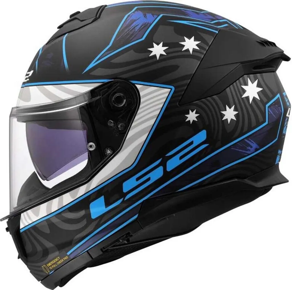 Casque de moto intégral LS2 FF808 Stream II bleu et noir mat L