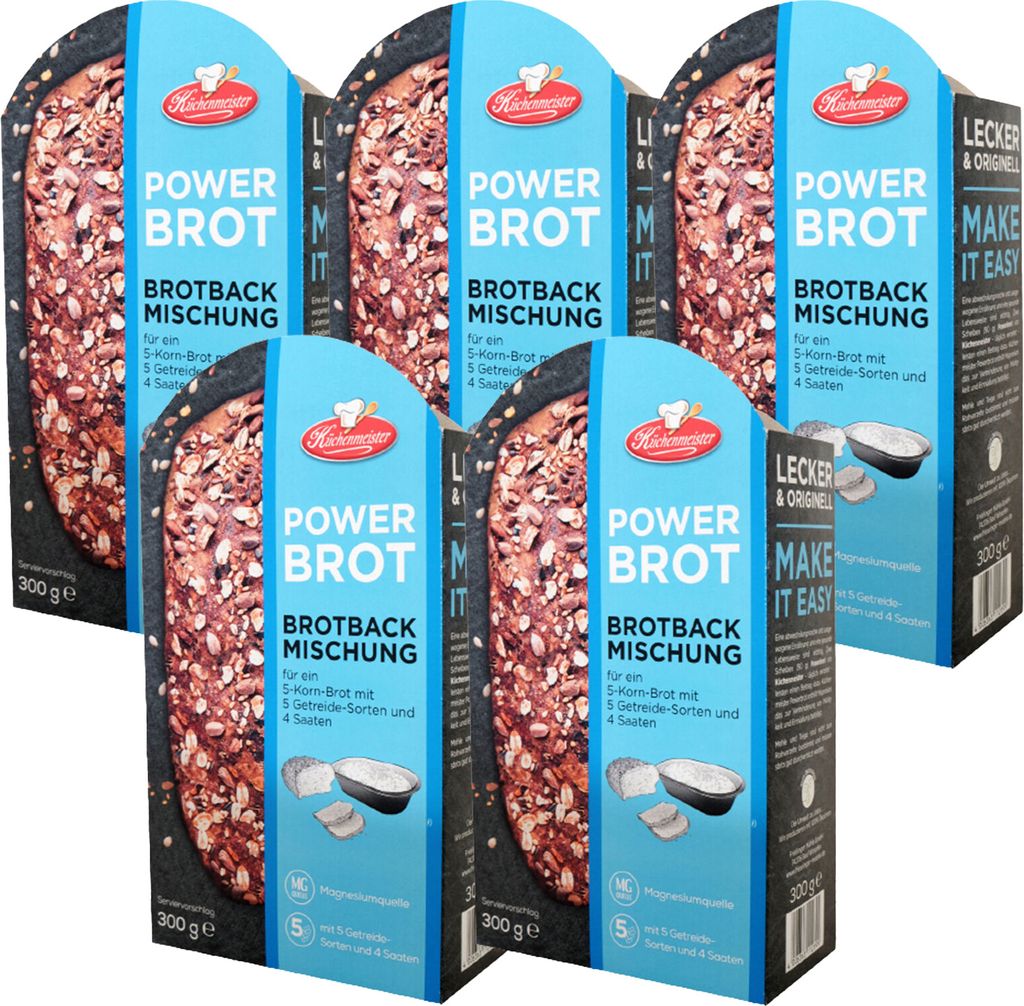 BIELMEIER Brotbackmischung Powerbrot 5 Stück á 300 g Küchenmeister