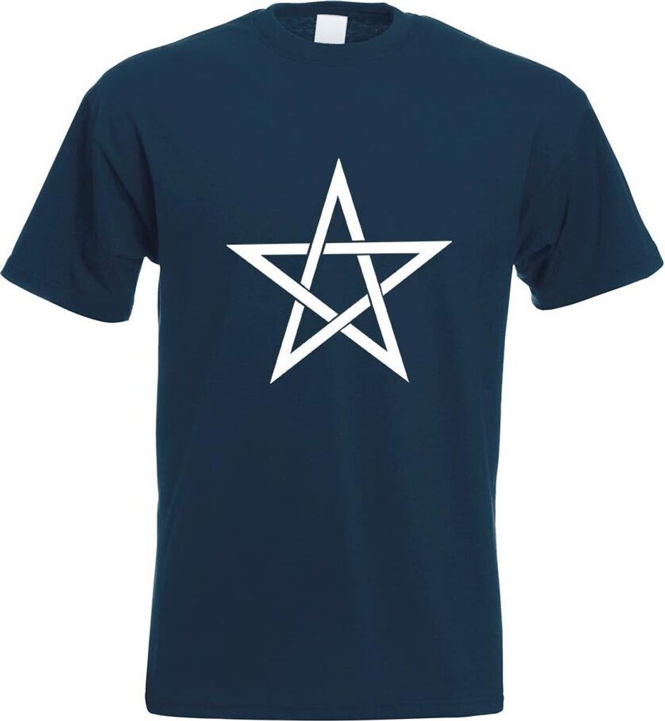 Kiwistar - T-Shirt - Navy - Pentagramm Motiv 2 Motiv Bedruckt Funshirt Design Print - mit Motiv Bedruckt - Funshirt Design - Sport - Freizeit - Her...