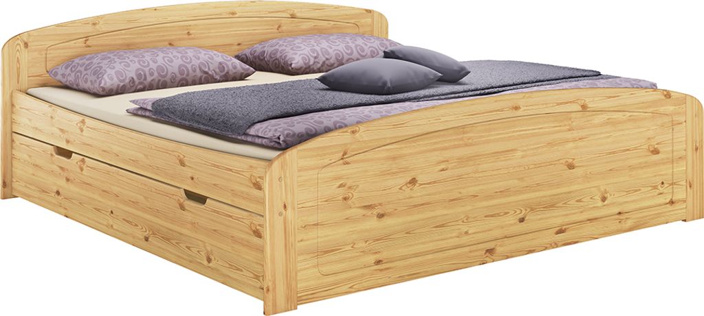 Funktionsbett Überlänge 180x220 Bettgestell 3 Bettkasten Senioren Zubehör wählbar V-60.50-18-220Federholzrahmen und Matratze inkl.