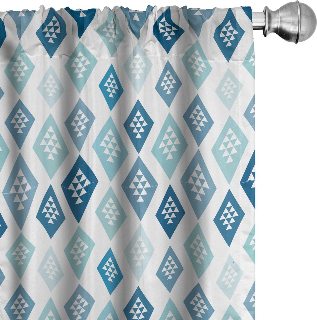ABAKUHAUS Abstrakt Vorhänge, Gardinen, Repeating Diamantförmig mit Triangles Aztec Inspired, 2 Stück 75 x 245 cm, Sea Blue Seafoam
