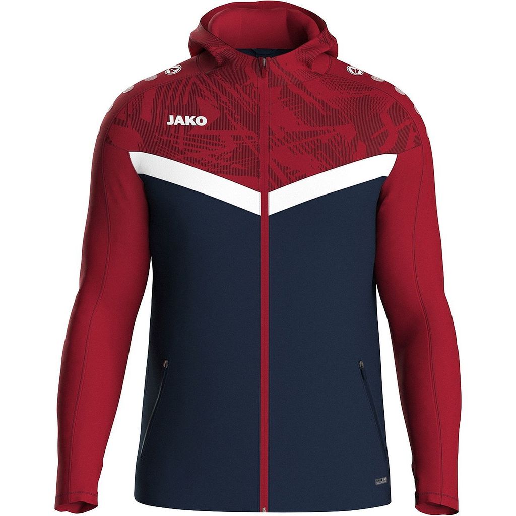 JAKO Unisex Kapuzenjacke Iconic, Farbe:marine/chili rot, Produktbild 