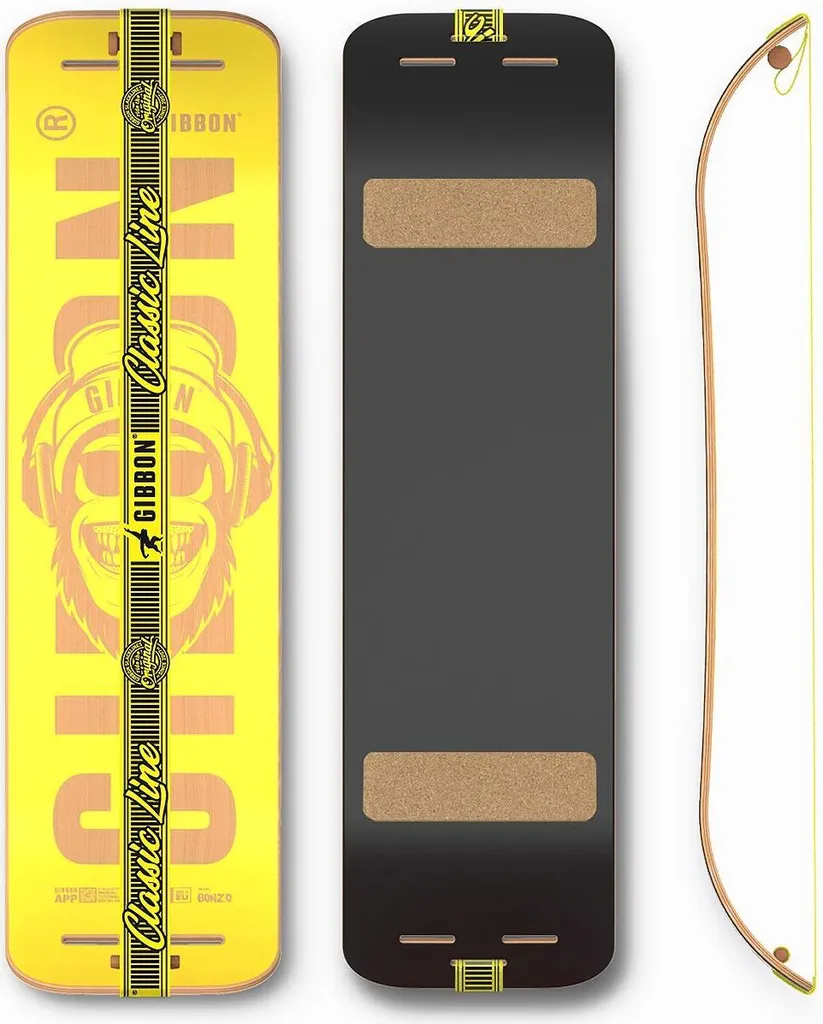 Gibbon Board Bonzo Classic Jaune - Slackline d'Appartement en Bois