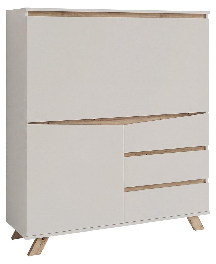 byLIVING VALENTIN Sekretär Schreibtisch, platzsparender Schreibtischschrank fürs Homeoffice mit Stauraum, 3 Schubladen und Kabelmanagement, B 120...