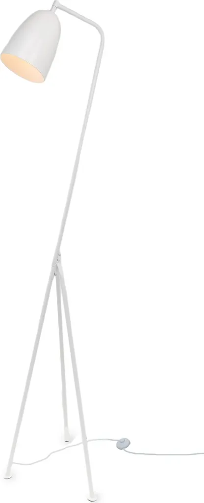 Piantana Industriale Bianca Treppiede Metallo Vintage E27 140cm