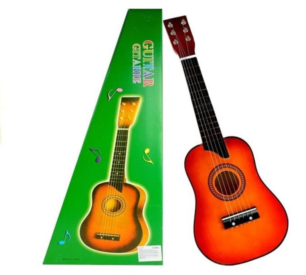 Holzgitarre klassisches Misukinstrument für Kinder ROT Plektron Musikinstrument