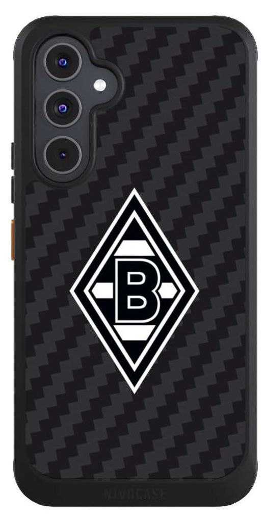 NIVOCASE Hülle für Samsung Galaxy A54 5G Handyhülle NIVOcore Case Schwarz Borussia Mönchengladbach Carbon Gladbach