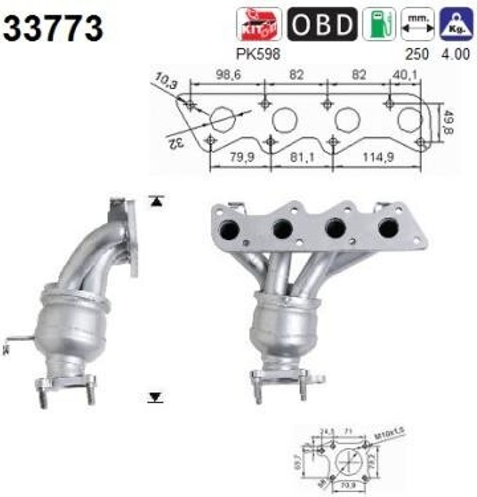 AS Katalysator Kat für VW Lupo (6X1, 6E1) 33773