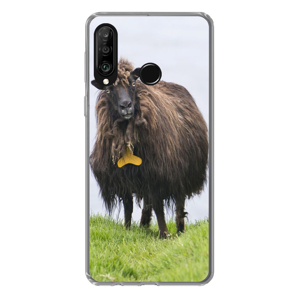 MuchoWow Handyhülle Schutzhülle Hülle für Huawei P30 Lite Schafe - Braun - Meer Silikon Softcase Handy Hülle - Handyhülle