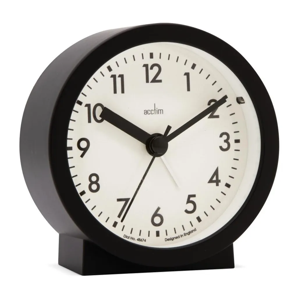 Horloge à Poser Widdop 16313 - Réveil Analogique Noir pour Bureau et Lit