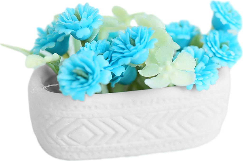 Miniatur -Topf -Pflanzenmodell exquisites Design realistisches Puppenhaus Blumen Bonsai Puppenhauszubehör-Blau