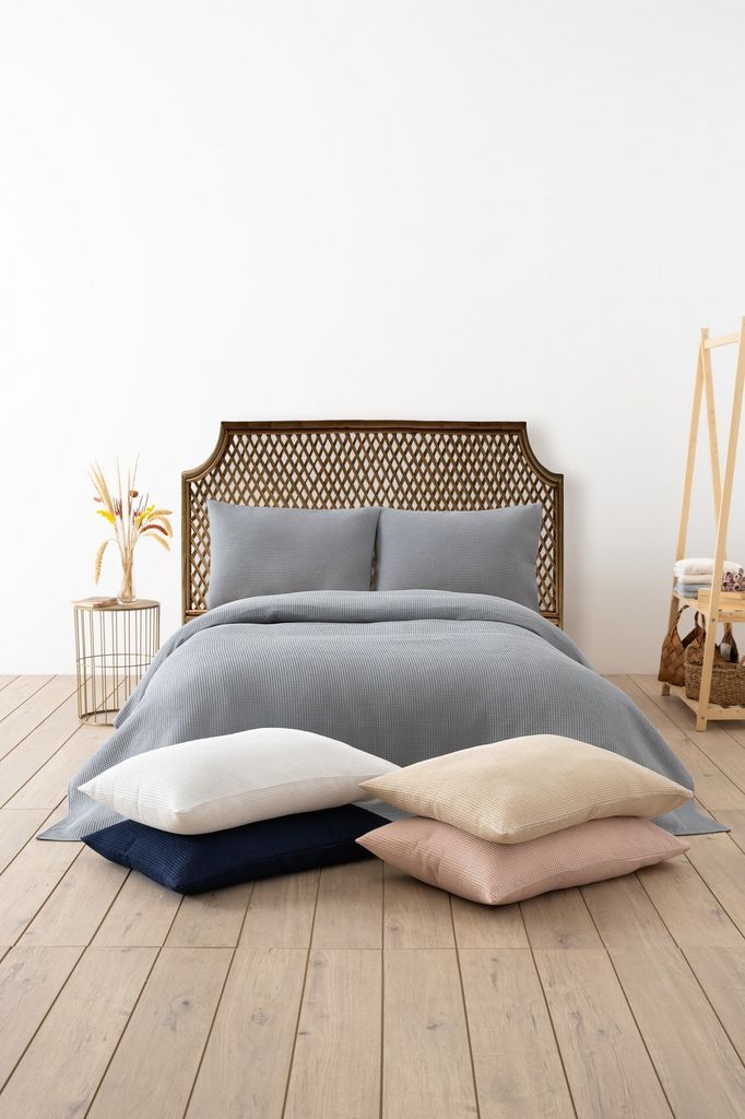 L'Essentiel Linge de Maison, Waffle - Grey, Doppeltes Piqué, Grau, 70 % BAUMWOLLE / 30 % POLYESTER, 200 x 220 cm