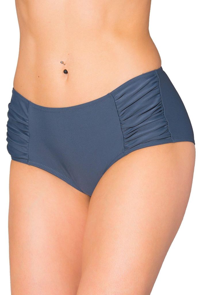 Aquarti Damen Bikinihose Hotpants mit seitlichen Raffungen, Farbe: Graphit, Größe: 38