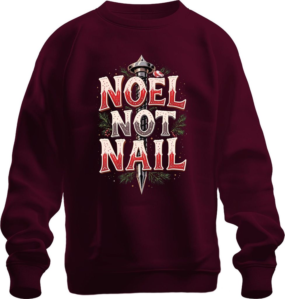 NOEL NOT NAIL Weihnachten Handwerker Zimmermann Nagel Vintage Uni Sweatshirt Pullover, Burgundy, M