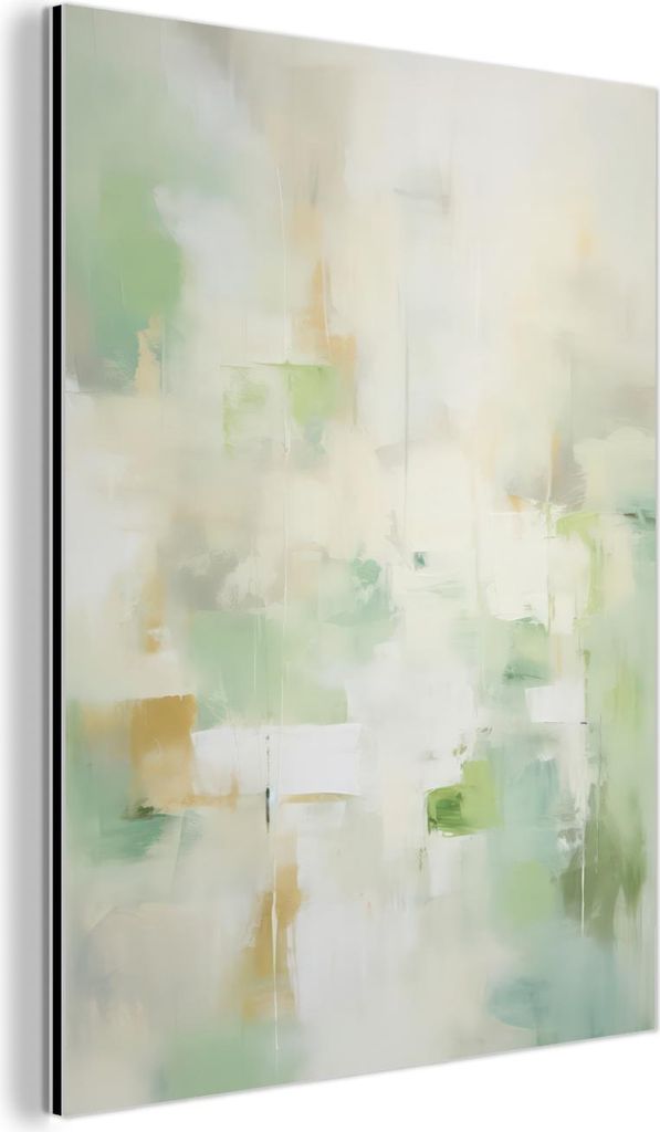 MuchoWow Wanddekoration Metall Metallbild Wandkunst 30x40 cm Abstrakt - Kunst - Weiß - Grün - Modern MuchoWow Aluminium Gemälde - Bilder