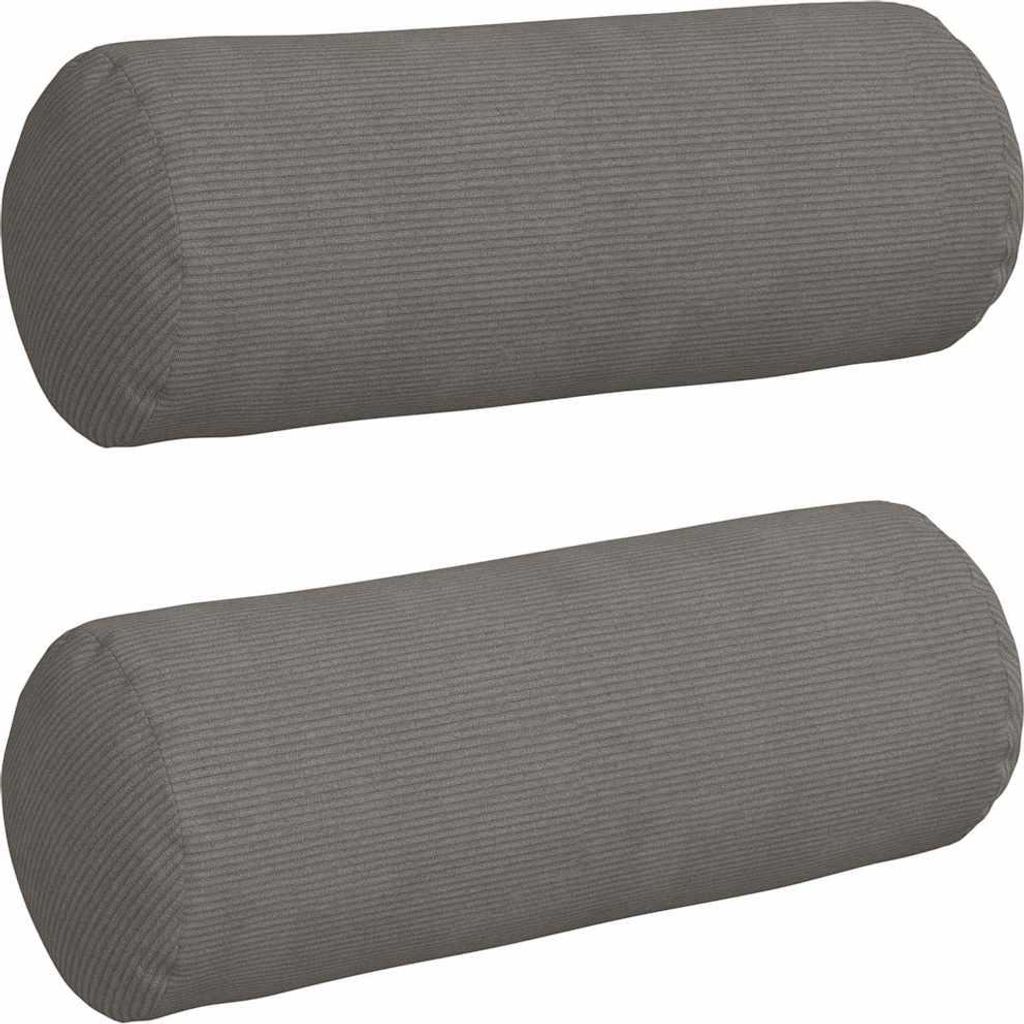 vidaXL Bolsterkissen 2 Stück Hellgrau Ø 25 x 70 cm Cordstoff