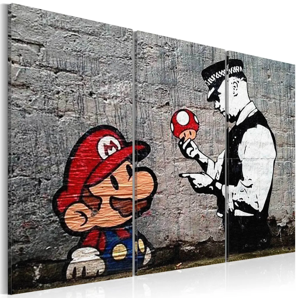 Feeby Quadro Su Tela 3 Parti 120x80 Cm Game Over Rosso - Decorazione Murale Gioco Per Gamer