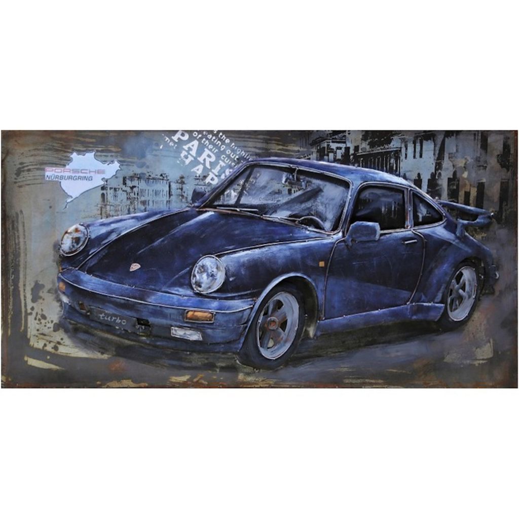 3D Sportwagen Metallwandbild zum Aufhängen, Neu aus hochwertigem Metall perfekt in jedem Interieur, Riesiges Wandbild mit Auto Motiv BO-MD000744