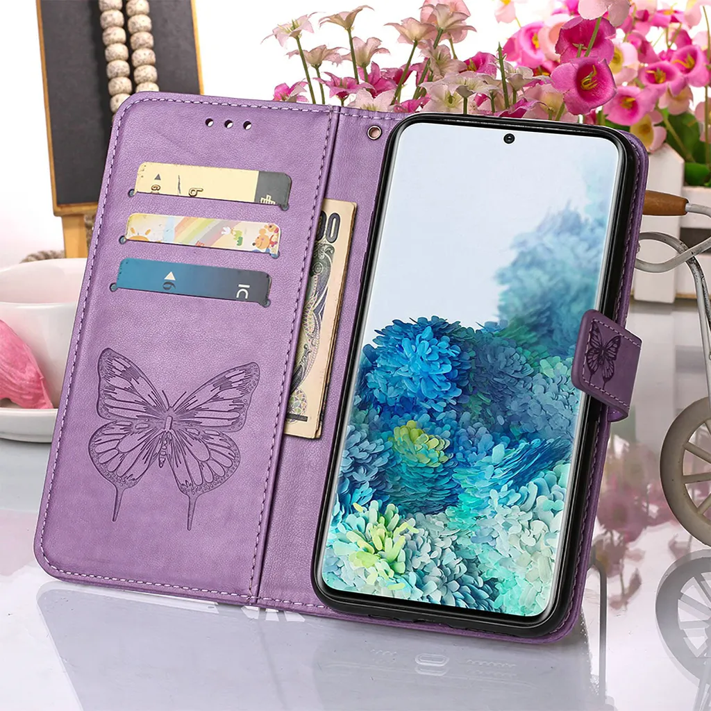 Custodia Samsung S20 Plus Viola Farfalla | Cover a Libro in Pelle - 4