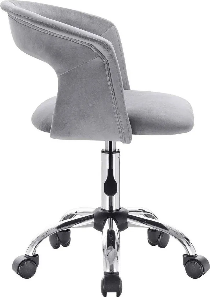 Sedia da Scrivania Ergonomica DeLuxuriös Velluto Grigio Design Moderno - 6