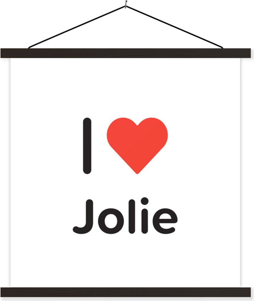 MuchoWow Textilposter Ich liebe - Jolie - Girl 120x120 cm mit schwarzem Rahmen - Aufhängungsset