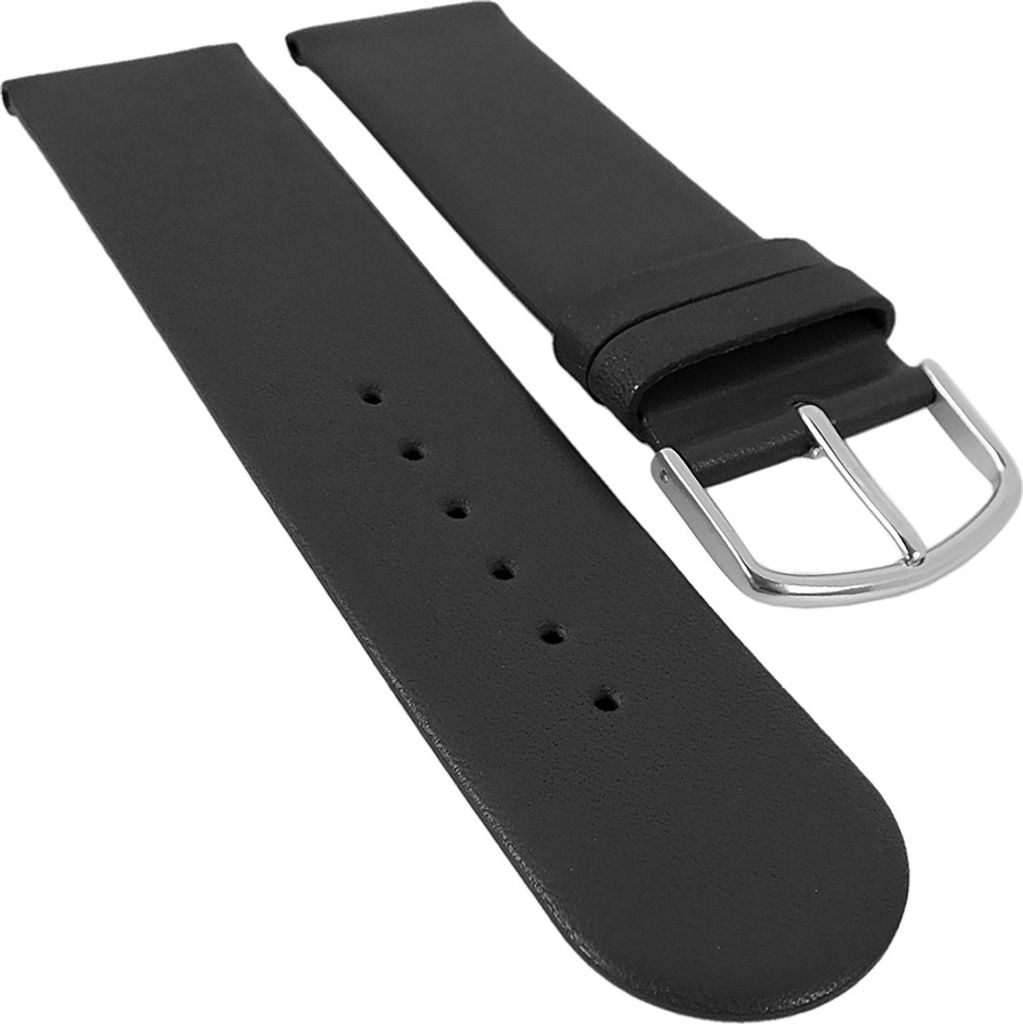EULIT Uhrenarmband | Schafnappa - Leder ohne Naht, gleichlaufend schwarz, Farbe:schwarz, Stegbreite:30mm