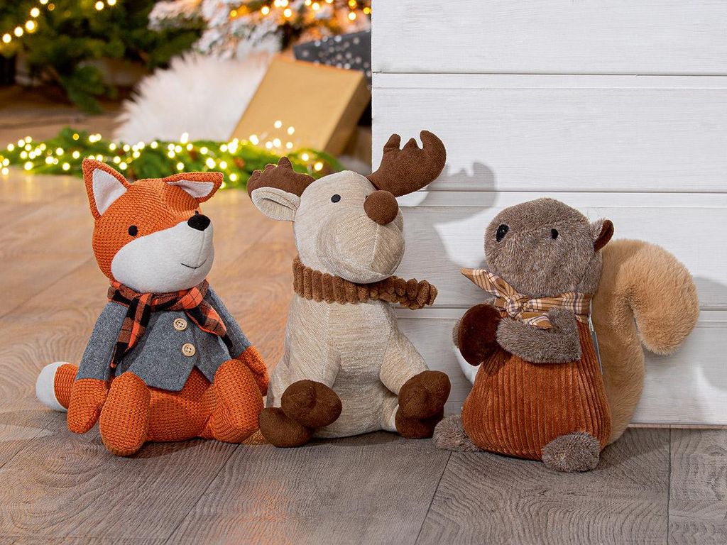 Gilde Türstopper, Eichhörnchen, Elch, Fuchs, "Trio", Polyester, orange, naturfarben, VE 3, 3fach sortiert, L. 15 cm, B. 13 cm, H. 27 cm 3er Set 5...