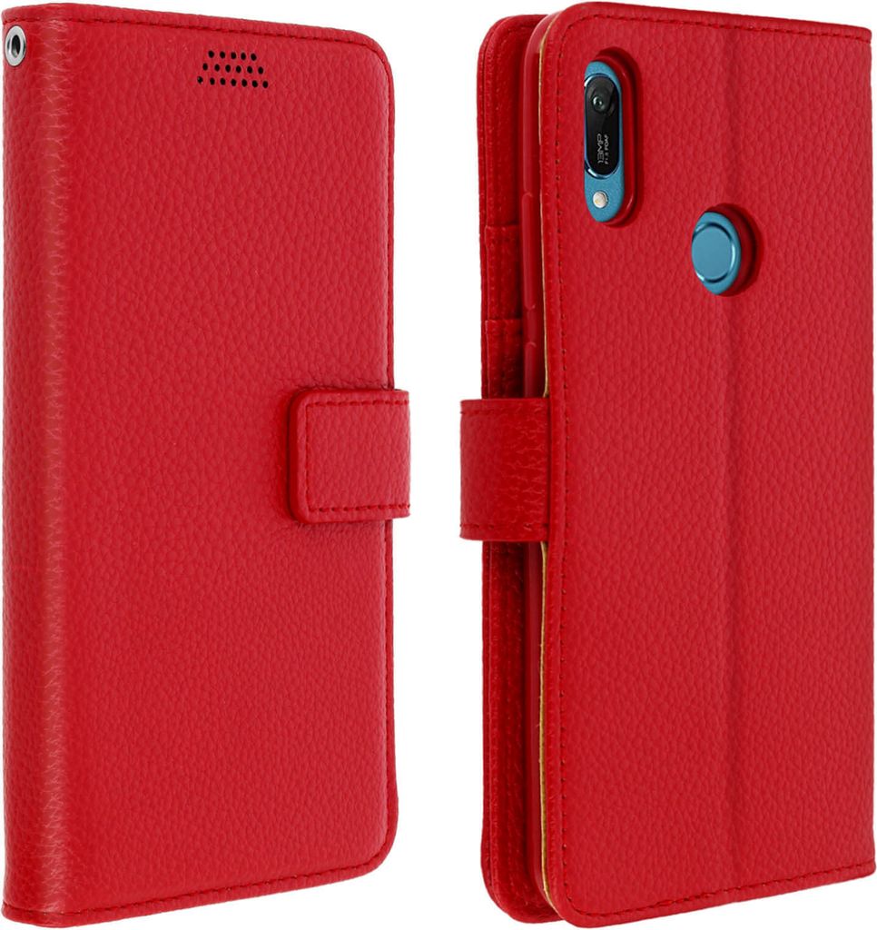 Huawei Y6 2019 Flip-Cover mit Kartenfächern & Standfunktion – Rot