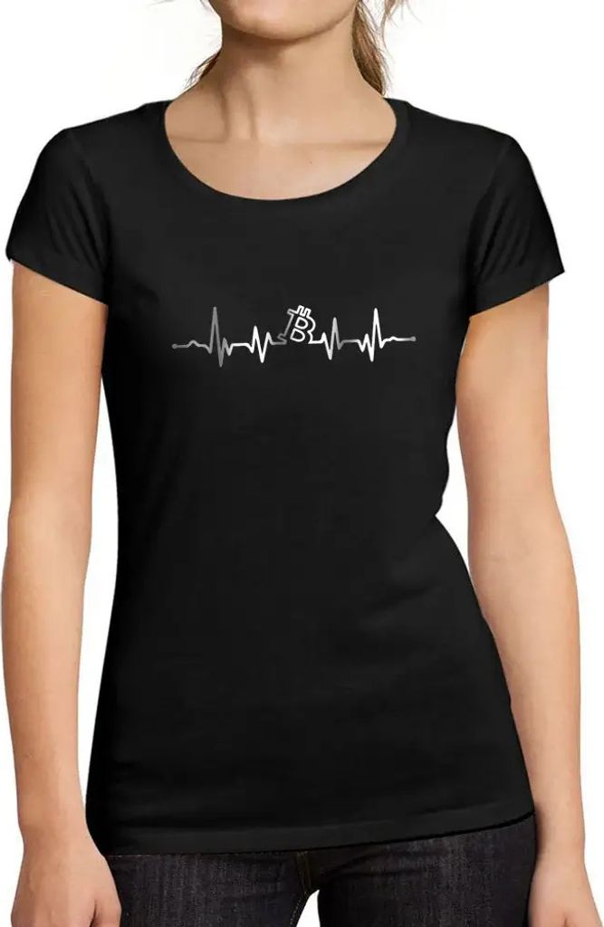 Damen Grafik T-Shirt Bitcoin Heartbeat Btc Hodl Crypto Öko-Verantwortlich Vintage Jahrgang Kurzarm Lustige Druck Geburtstag Geschenk Frau
