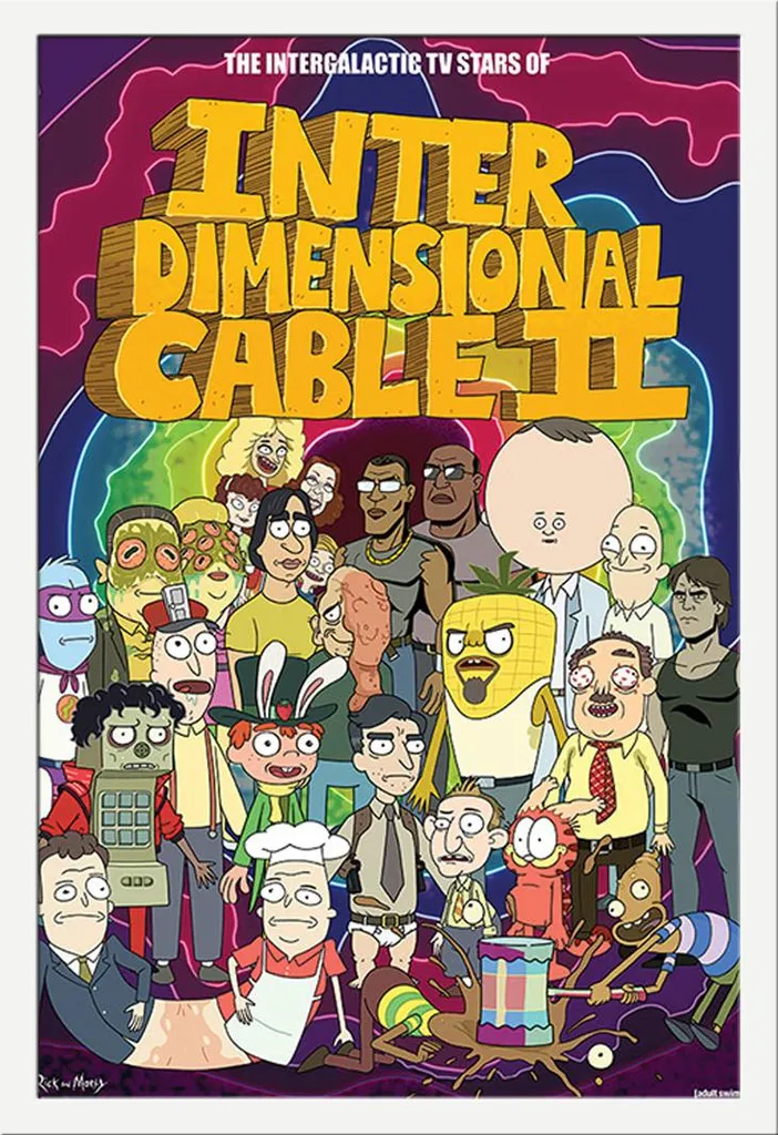 Déco murale Rick & Morty Interdimensional Cable, cadre blanc interchangeable