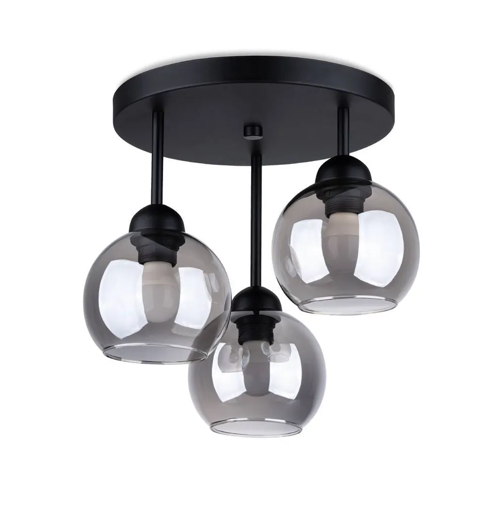 Plafonnier Suspension ALINO 3 Noir 3xE27 en Acier pour Salon Moderne