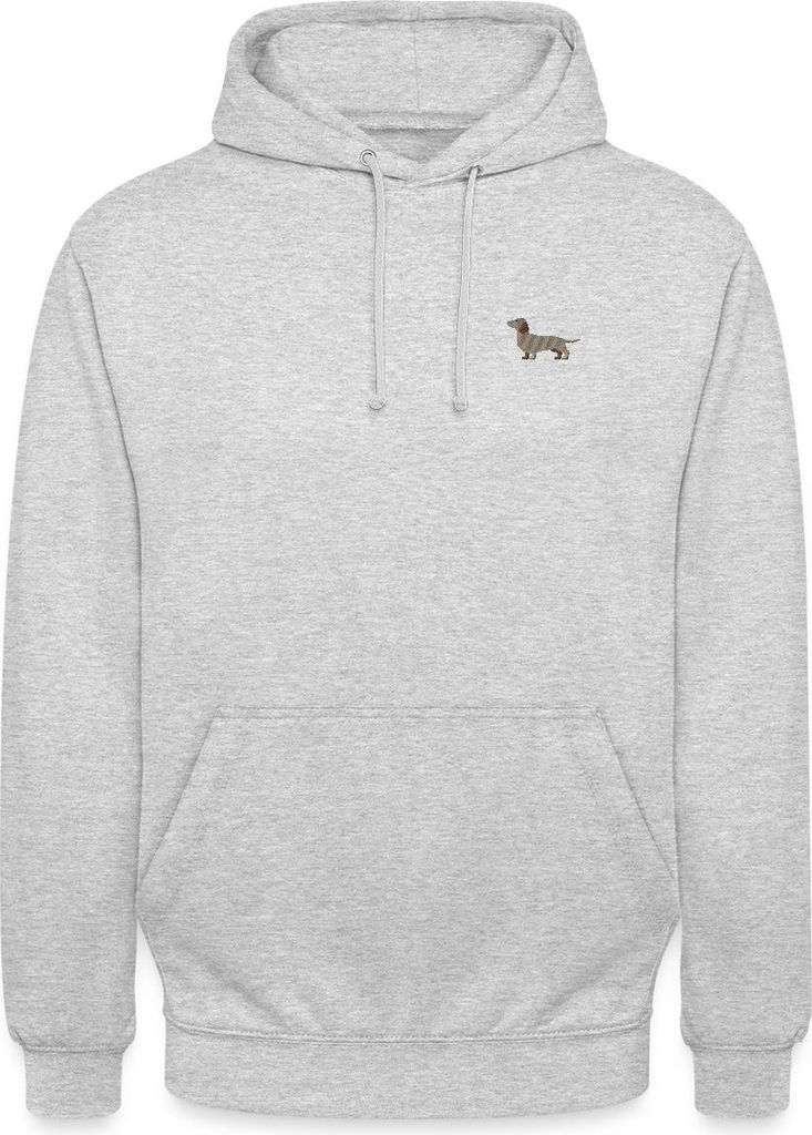 Spreadshirt Dackel Stickerei Uni Hoodie, M, Hellgrau meliert