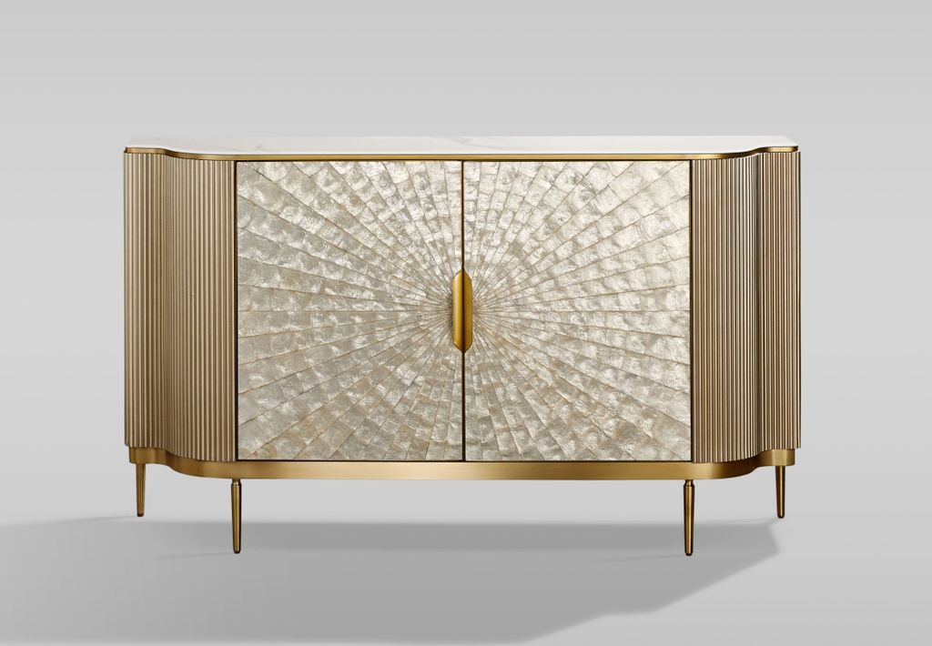 Stilig ST906 Kommode Champagnergold mit Marmorplatte Produktbild 