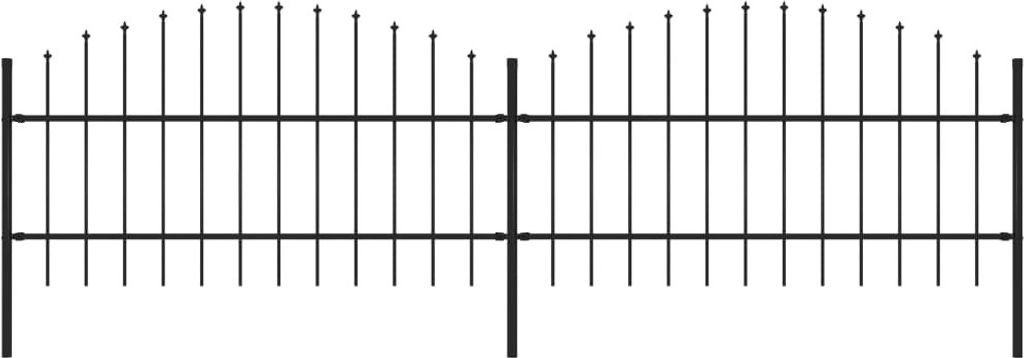 The Living Store Gartenzaun mit Speerspitzen Stahl (0,75 - 1) x 3,4 m Schwarz