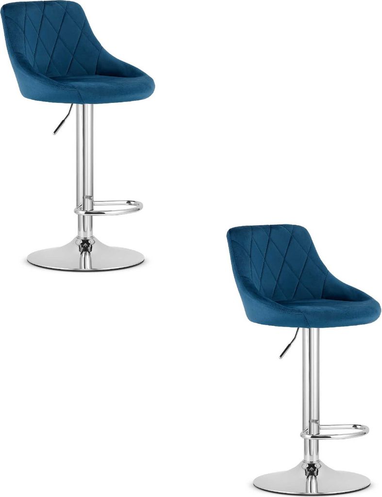 Hocker KAST - velluto blu navy / base cromata x 2 Immagine del prodotto 