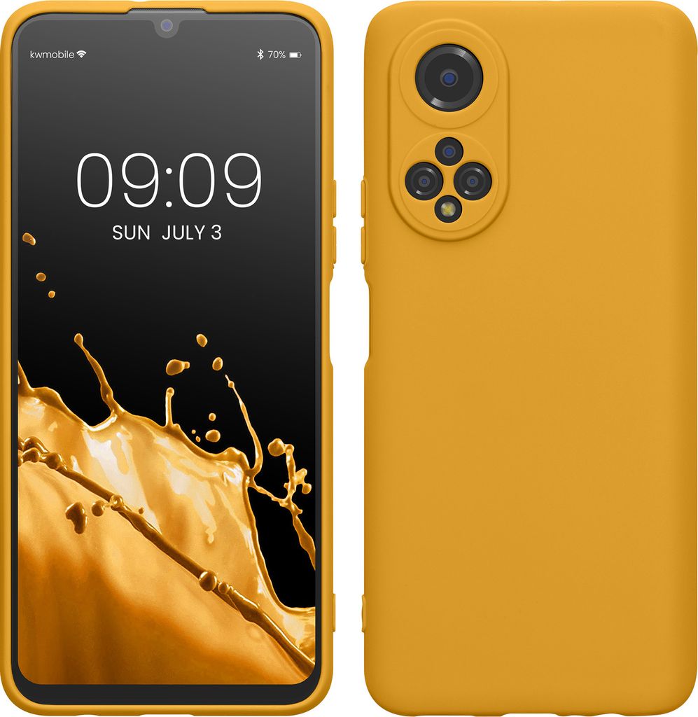kwmobile Handyhülle kompatibel mit Honor X7 Hülle - Handy Case aus weichem Silikon in Honiggelb