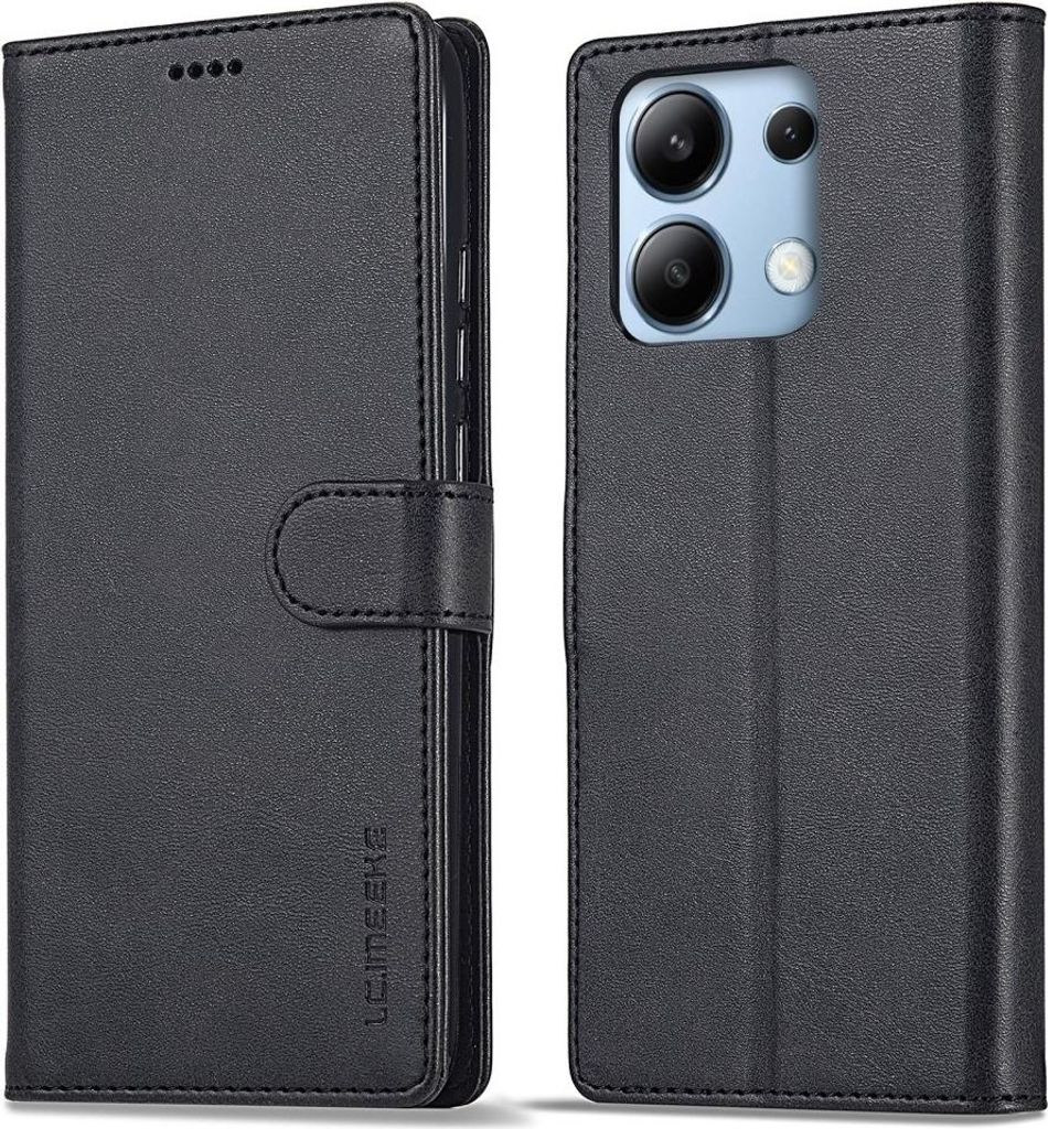 Xiaomi Redmi Note 13 Pro 4G / Poco M6 Pro 4G Hülle - LC.IMEEKE Luxus Klapphülle - Schwarz