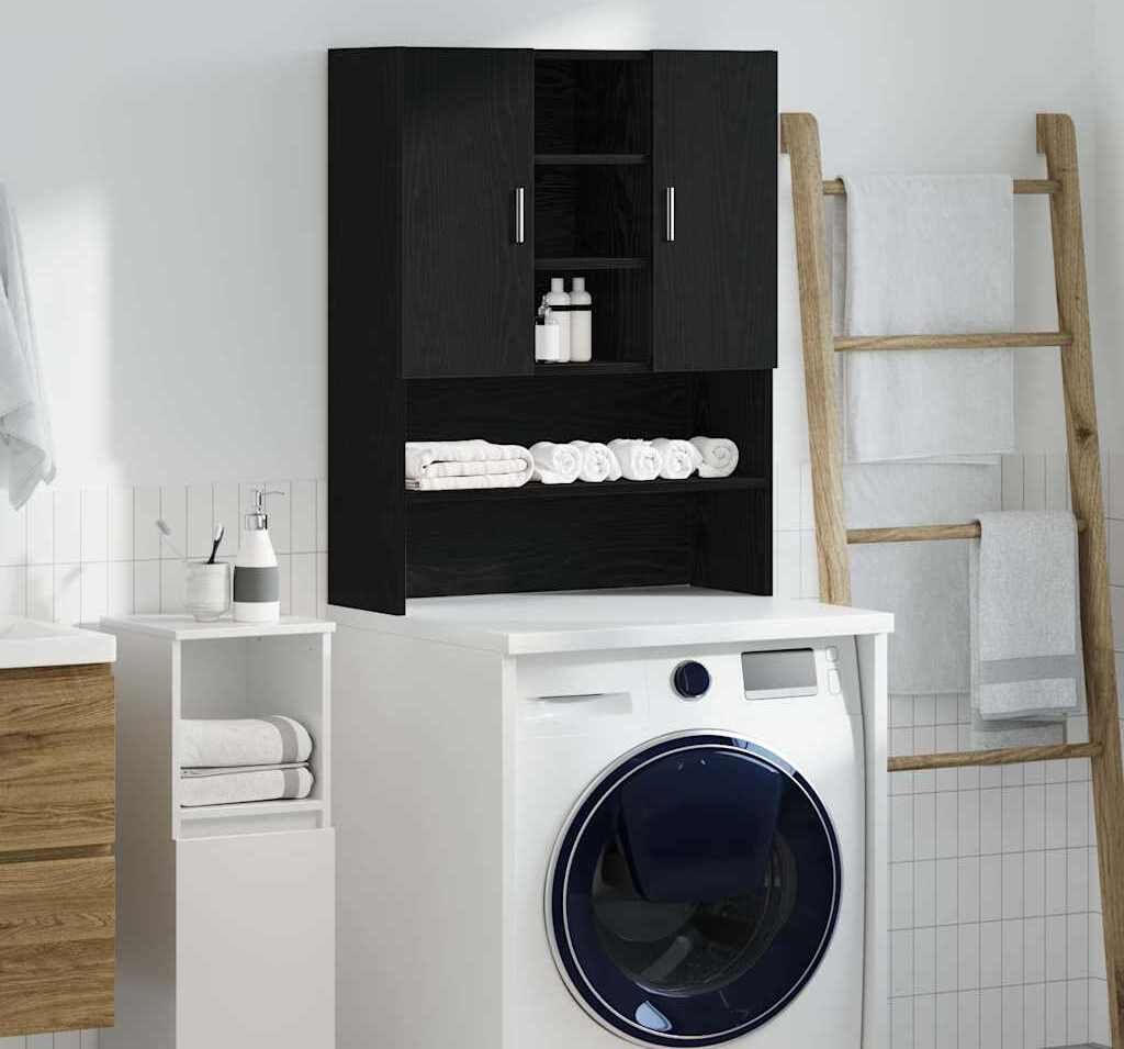 Waschmaschinenschrank Schwarz Eichen-Optik 70,5x25,5x90 cm, Produktbild 