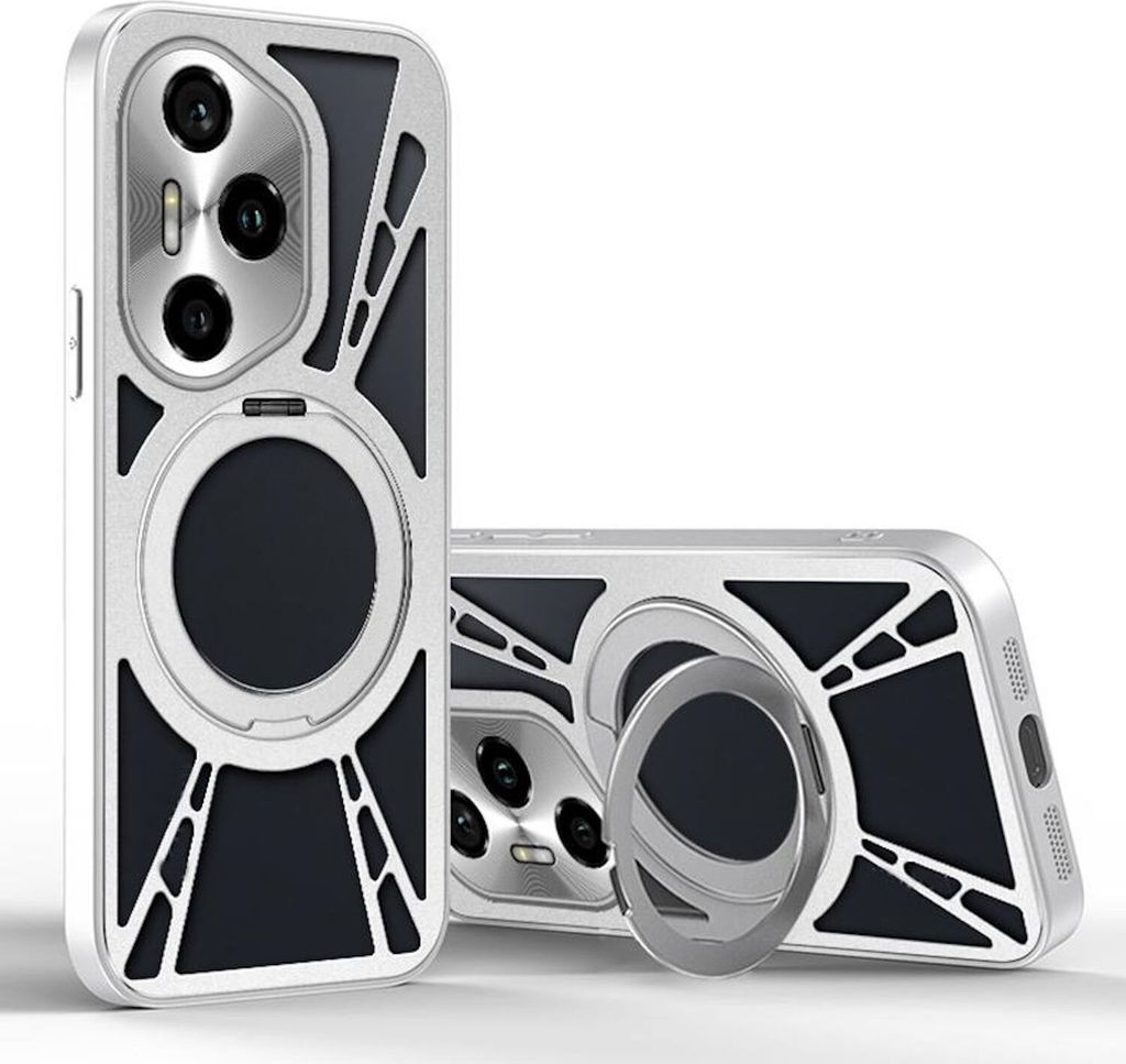 Für Honor 300 Design Metall Silikon MagSafe Ring Kühl Schutz Hülle Case Silber