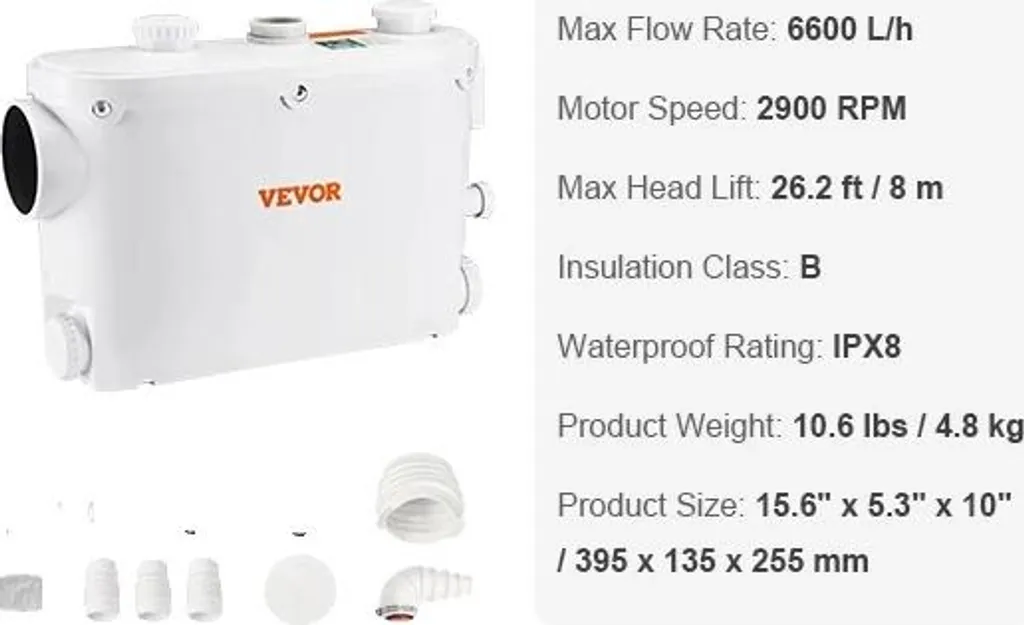 Pompe submersible eaux usées 500W débit 6600 L/h avec prise EU standard