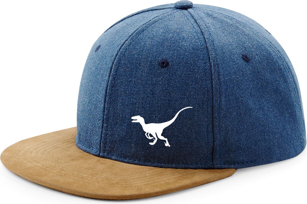 Huuraa Cappy Mütze Velociraptor Dinosaurier Denim Baumwolle und Polyester Snapback Kappe Geschenkidee