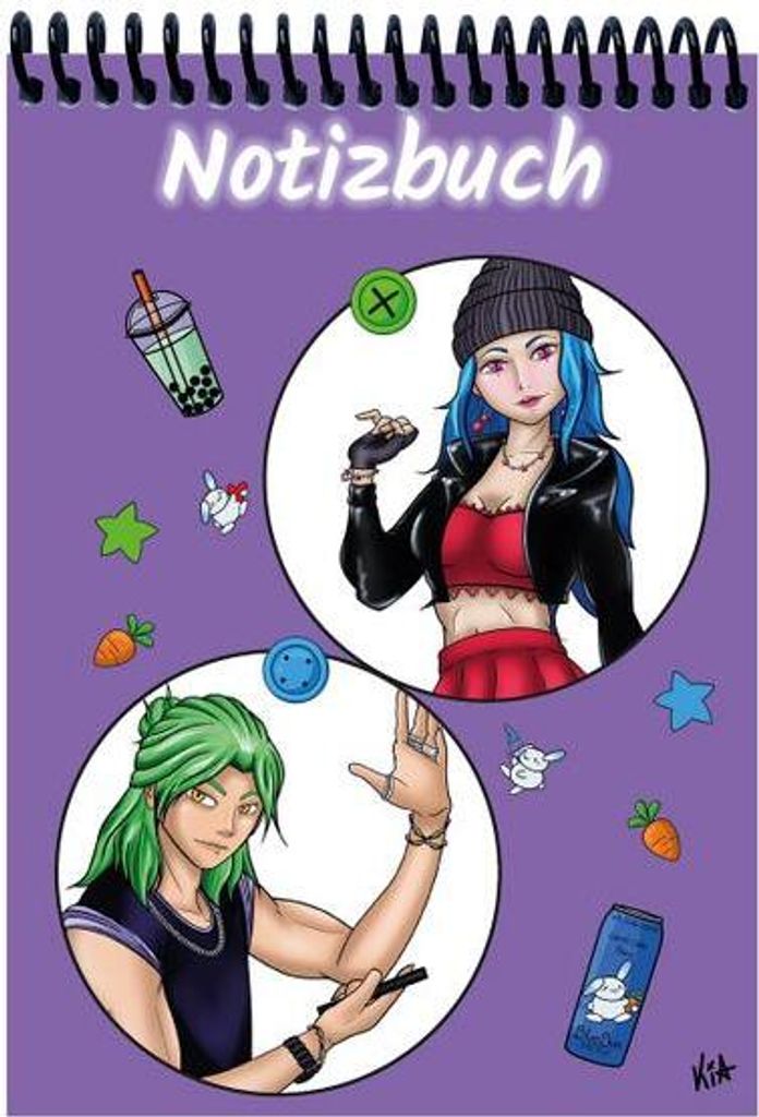 A 5 Notizblock Manga Quinn und Enora, lila, kariert