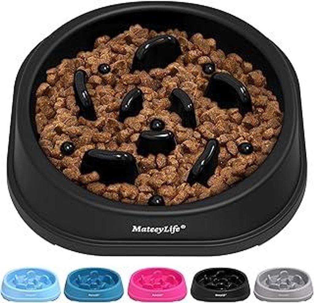 Mateeylife Hundenapf, Anti Schling Napf Hund für Kleine Hunde oder Katzen, Slow Feeder Hund FöRdert Eine Gesunde Verdauung,1 Stück Kleine, Schwarz